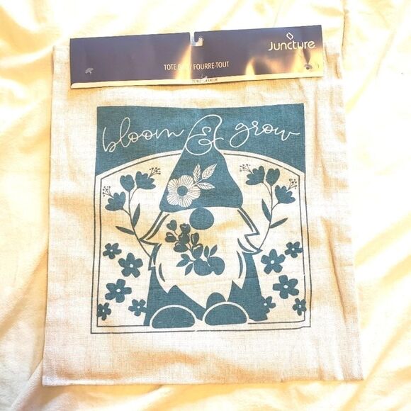 𝅺cotton linen gnome tote bag bloom and grow - Picture 2 of 3